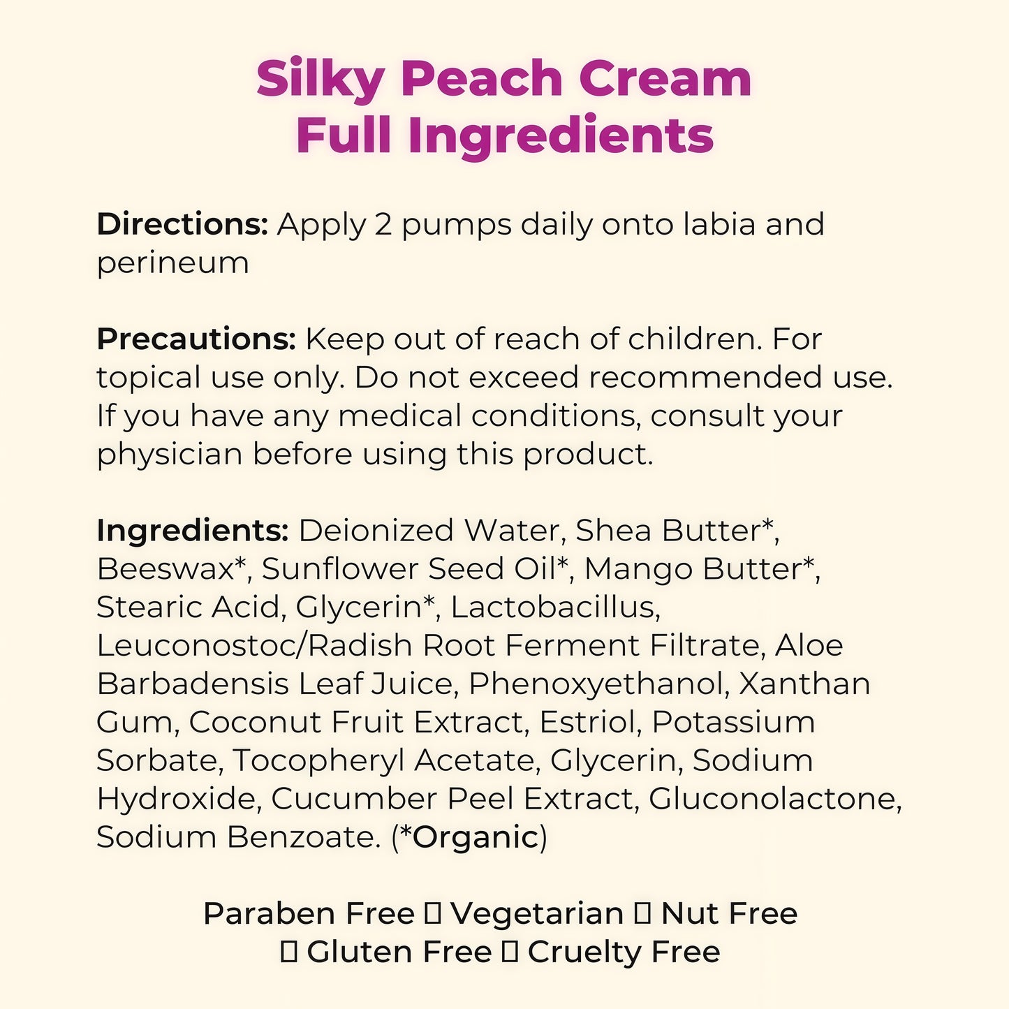 Silky Peach Cream Bio-identical Estriol Cream to revive your lady bits